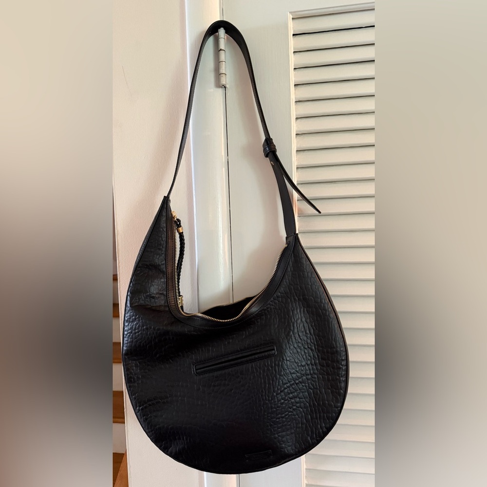 Like New Black Leather Hobo Bag